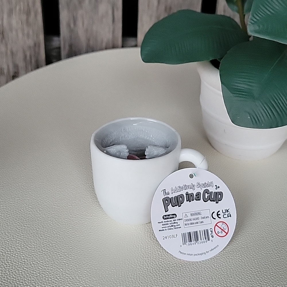 Schylling Pup in a Cup Squishy Toy - White Mug - Picture 4 of 4